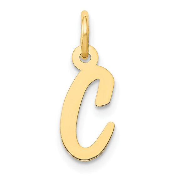 10k Yellow Gold Small Script Initial C Charm - Picture 1 of 4